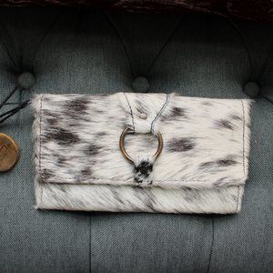 Myra Leather and Cowhide with Hair on large wallet NWT